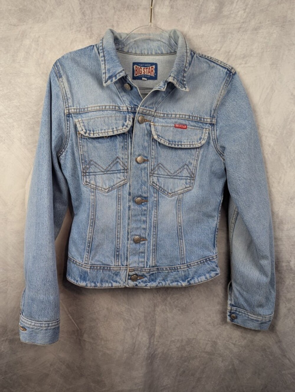 VTG 90s Big Star Large Western Denim Trucker Jacket Light Wash